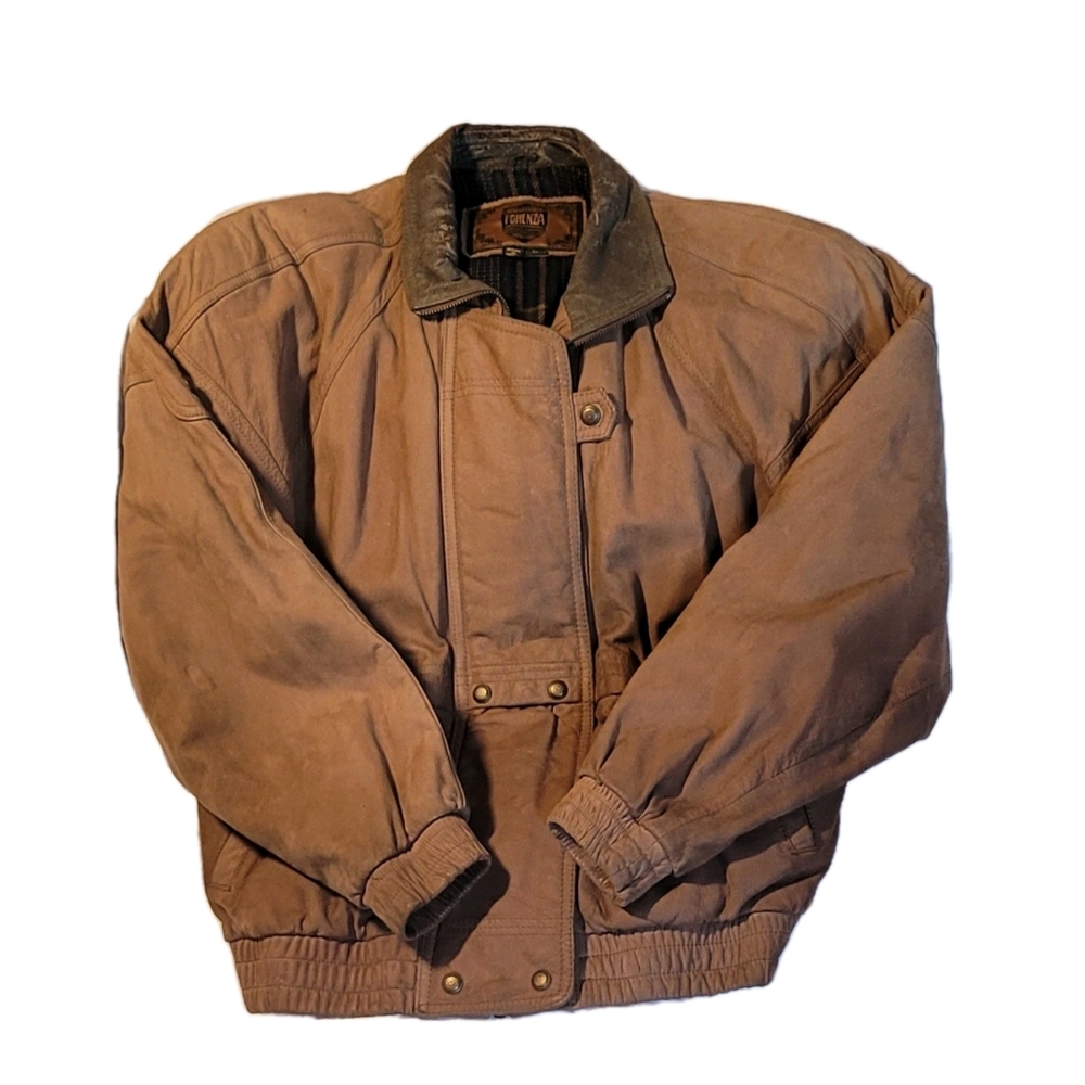 Vintage Men's Forenza Leather Jacket Brown Tan Suede Bomber Preppy Coat